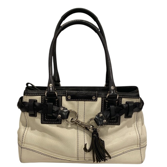 Coach Handbags - Coach Hampton Ivory Leather Satchel Shoulder Bag - Excellent Condition